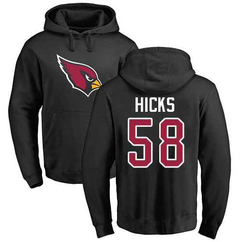 Arizona Cardinals Men Black Jordan Hicks Name And Number Logo NFL Football #58 Pullover Hoodie Sweatshirts->arizona cardinals->NFL Jersey